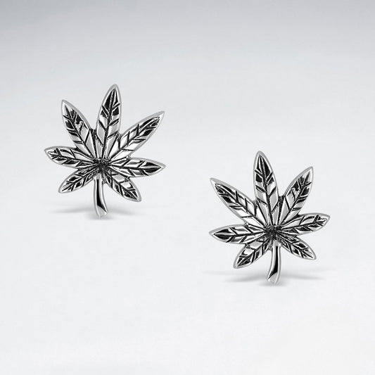 MARIJUANA LEAF STUD EARRINGS-ASTI0010