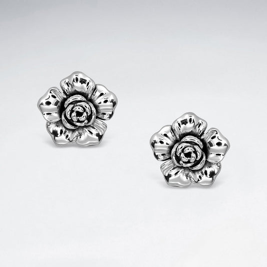 ROSE BLOSSOM STUD OXIDIZED EARRINGS-ASTI009