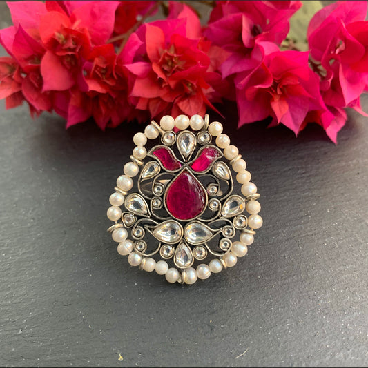 Kundan Statement ring-AS2937