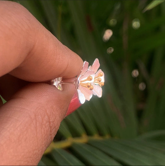 FLOWER BLOOM STUD EARRINGS 18k gold polish-ASTI004